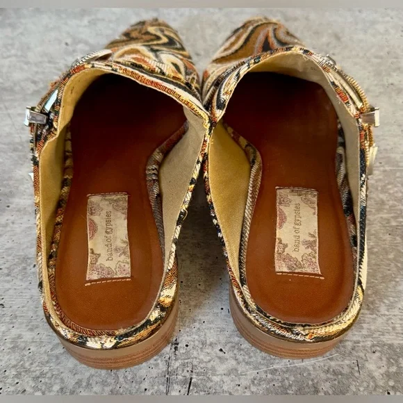 Band Of Gypsies Greta Mules Tapestry Slip-On Buckle brown Size 7 - Picture 5 of 10